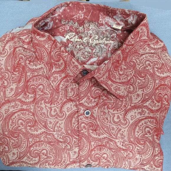 ULTRA RARE Robert Graham RULEVILLE VTG/Y2K LMTD ED? Burgundy/Lt Blue Paisley 4XL - Picture 6 of 7